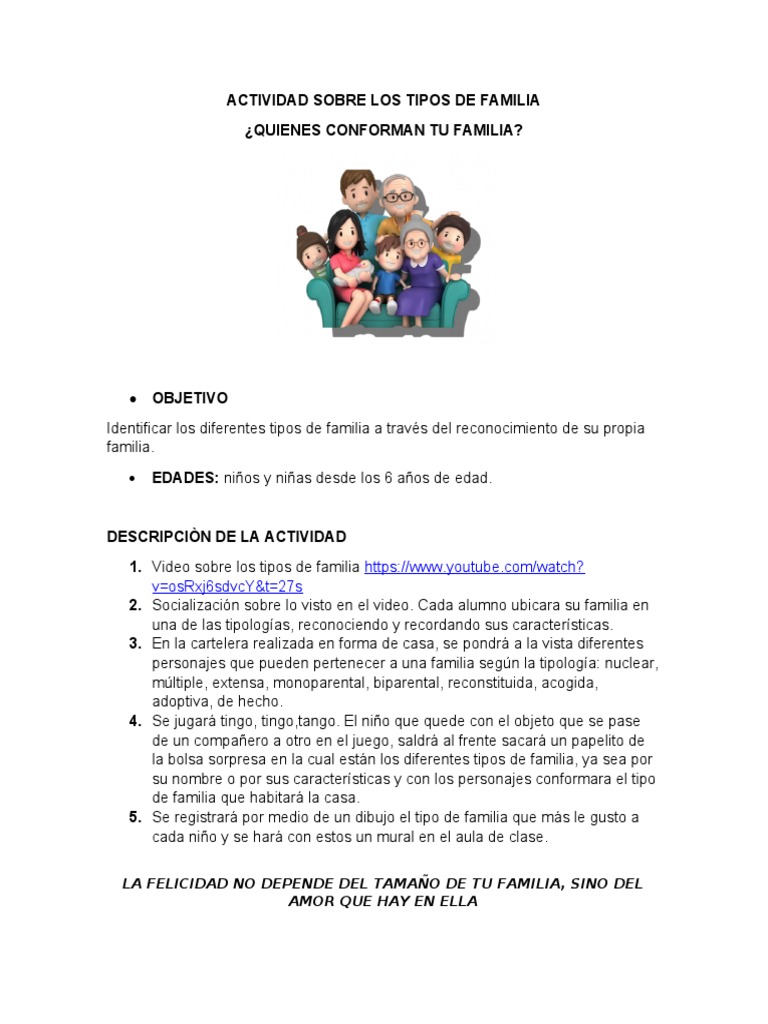 Actividades sobre Tipos de Familia para Niños | PDF | Salud y bienestar