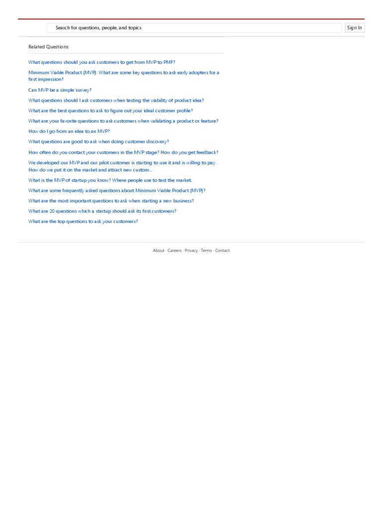 Key Questions for MVP to PMF Transition | PDF | Career & Growth