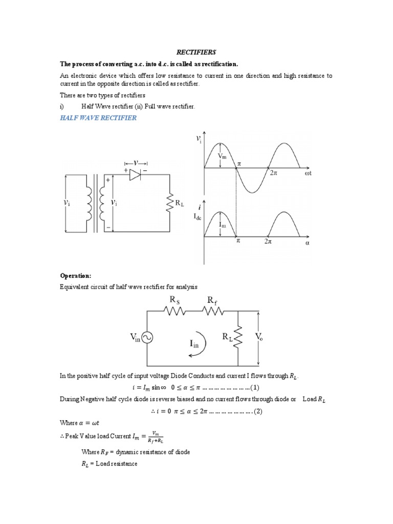 Understanding Rectifiers: Types and Analysis | PDF | Rectifier | Diode