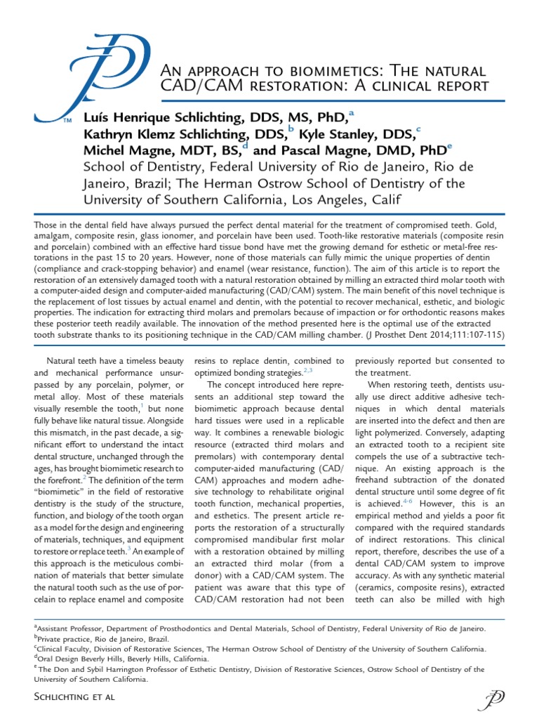 An Approach To Biomimetics - The Natural CAD - CAM Restoration | PDF ...