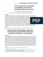 Determinación de la resistencia a compresión diagonal y el módulo de cortante de la mampostería de bloques huecos de concreto