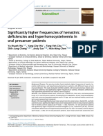 Significantly Higher Frequencies of Hematinic Deficiencies and Hyperhomocysteinemia in Oral Precancer Patients