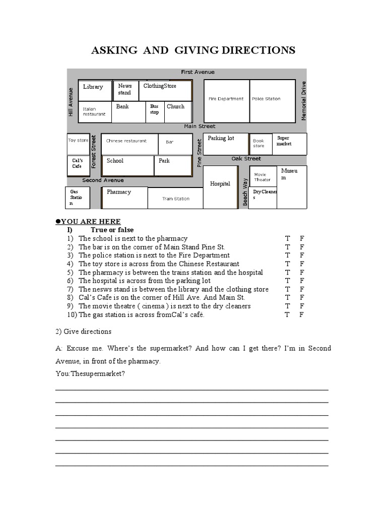 Asking and Giving Directions Exercises | PDF
