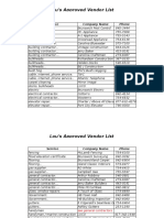 Approved Vendor List