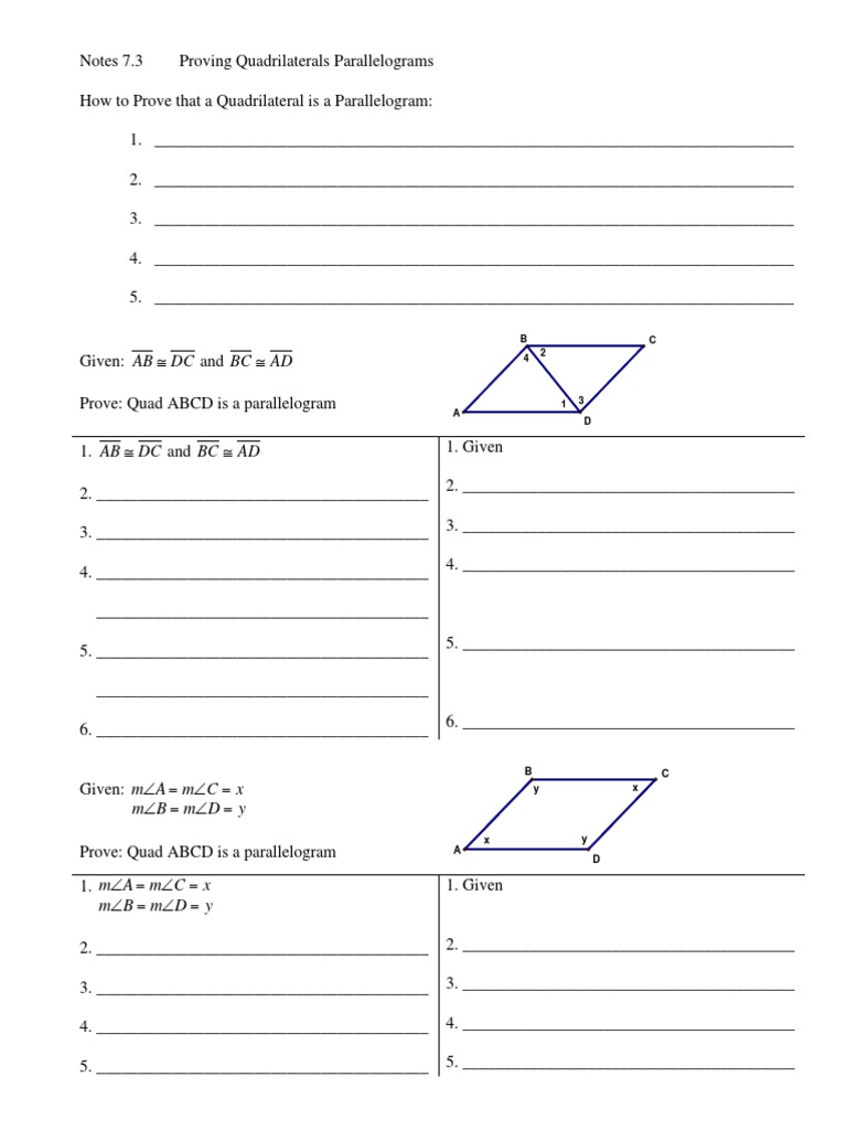 Notes+7 3+Proving+Paralellograms | PDF | Polytopes | Convex Geometry