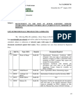 FPSC@FPSC - Gov.pk: S. No. Roll No. Name (M/S) Domicile Documents Required