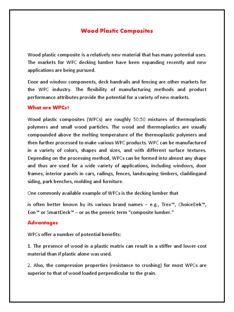 Wood Plastic Composites | PDF | Composite Material | Materials