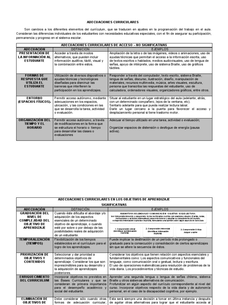 Adecuaciones Curriculares para Inclusión | PDF | Plan de estudios ...