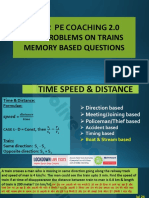 Ghar Pe Coaching 2.0 TSD+ Problems On Trains Memory Based Questions