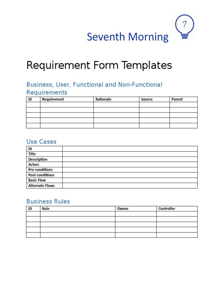 Requirement Form Templates Overview | PDF