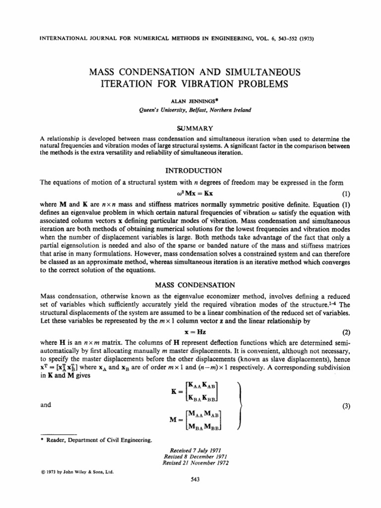 Mass Condensation vs. Simultaneous Iteration | PDF | Matrix ...