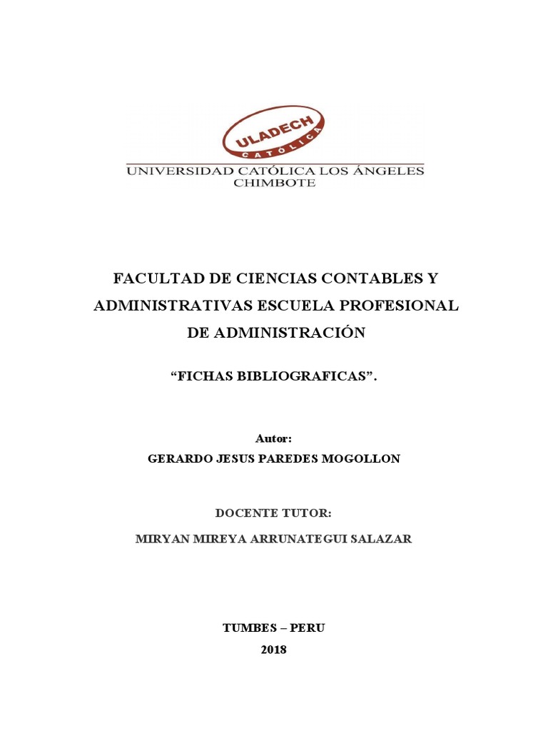 Facultad de Ciencias Contables Y Administrativas Escuela Profesional de ...