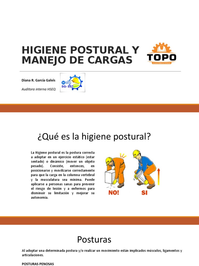 Higiene Postural y Manejo de Cargas | PDF | Dolor lumbar | La columna ...