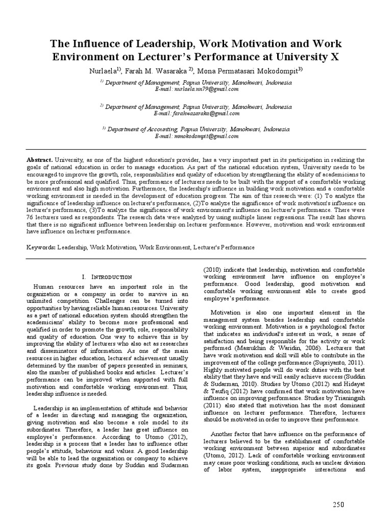 The Influence of Leadership, Work Motivation and Work Environment On ...