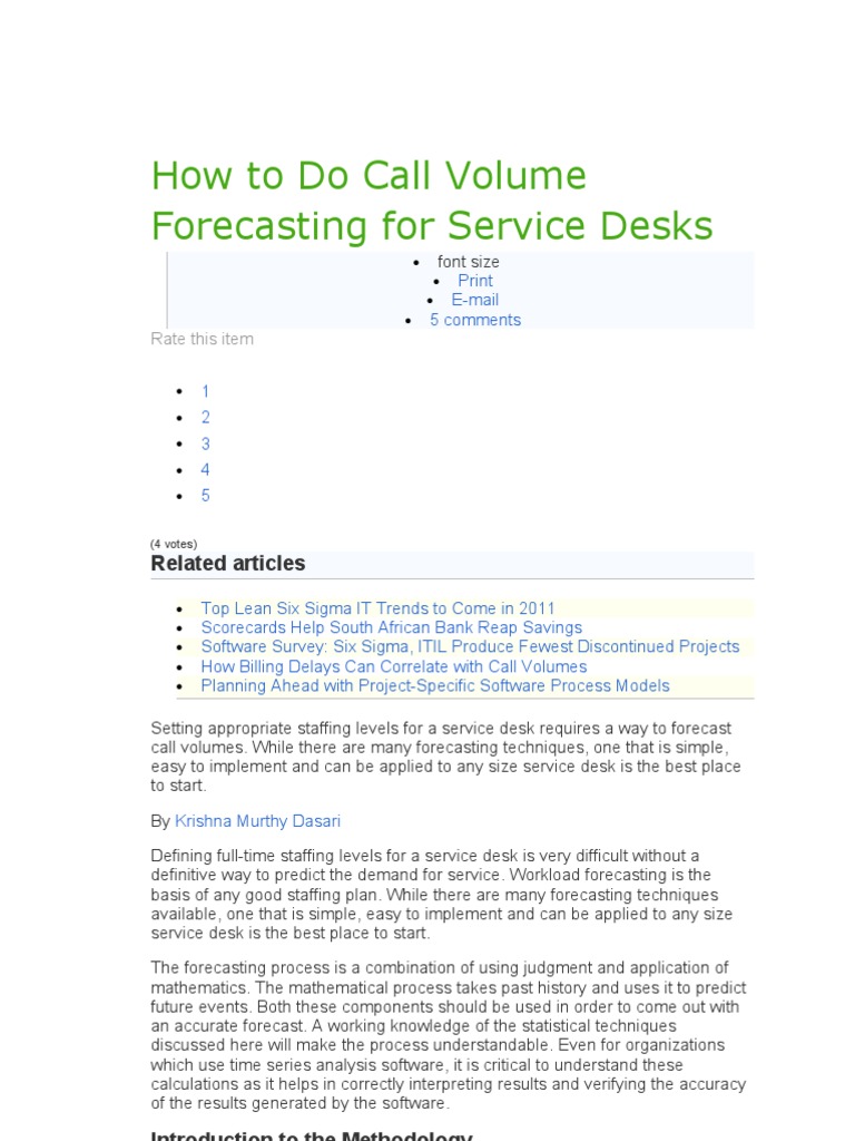 How To Do Call Volume Forecasting For Service Desks Seasonality