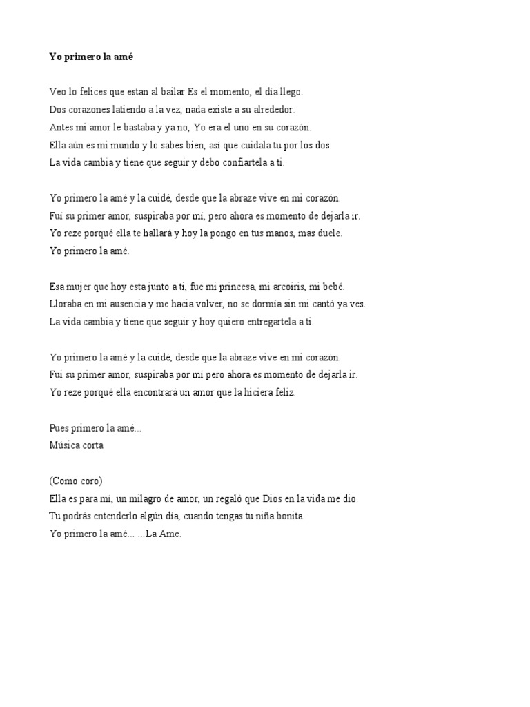 Yo Primero La Ame Letra Pdf