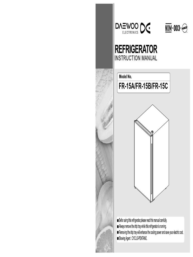 Operating Instructions and Maintenance Guide for DAEWOO Refrigerator