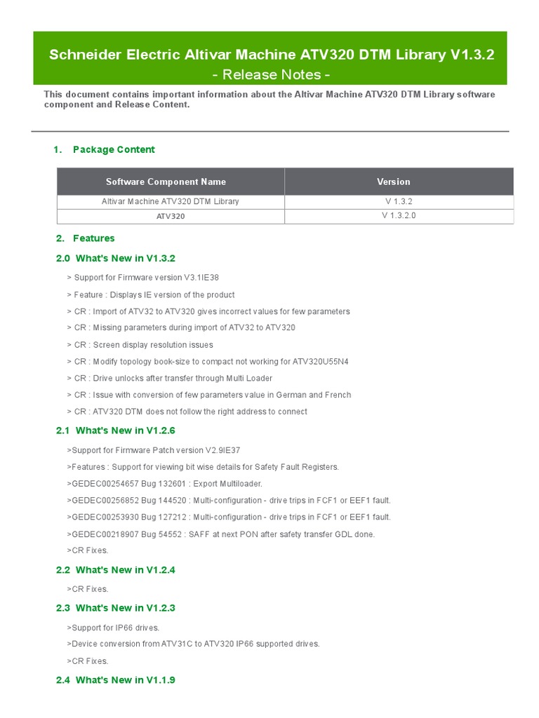Schneider Electric Altivar Machine Atv3 Dtm Library V1 3 2 Releasenotes Pdf Booting Operating System
