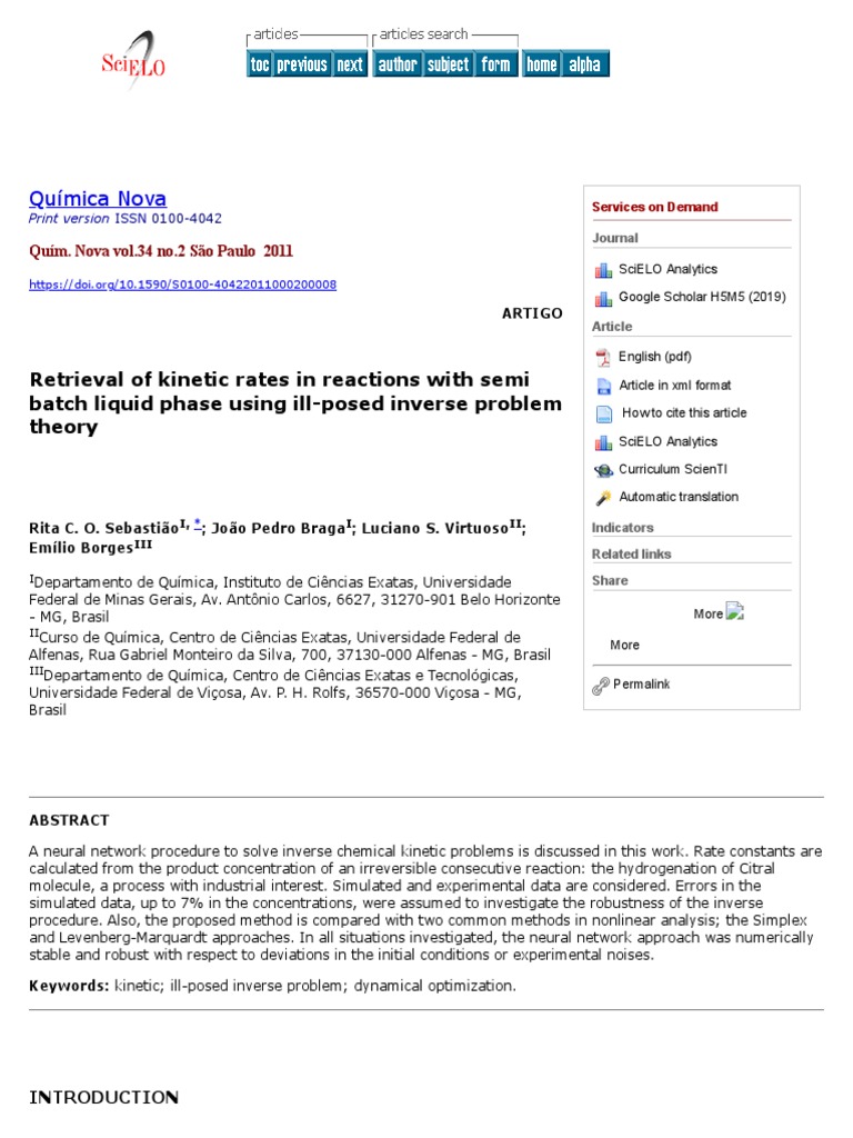 Retrieval of Kinetic Rates in Reactions With Semi Batch Liquid Phase ...
