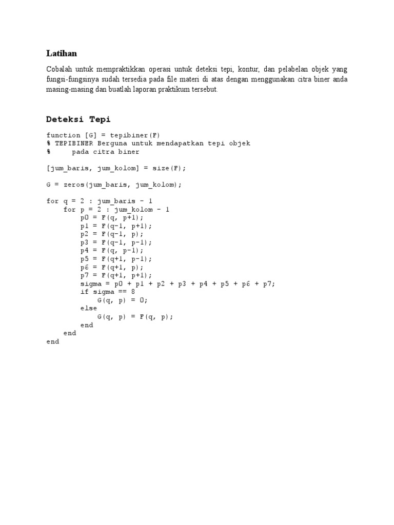 Tugas Operasi Citra Biner + Kode | PDF