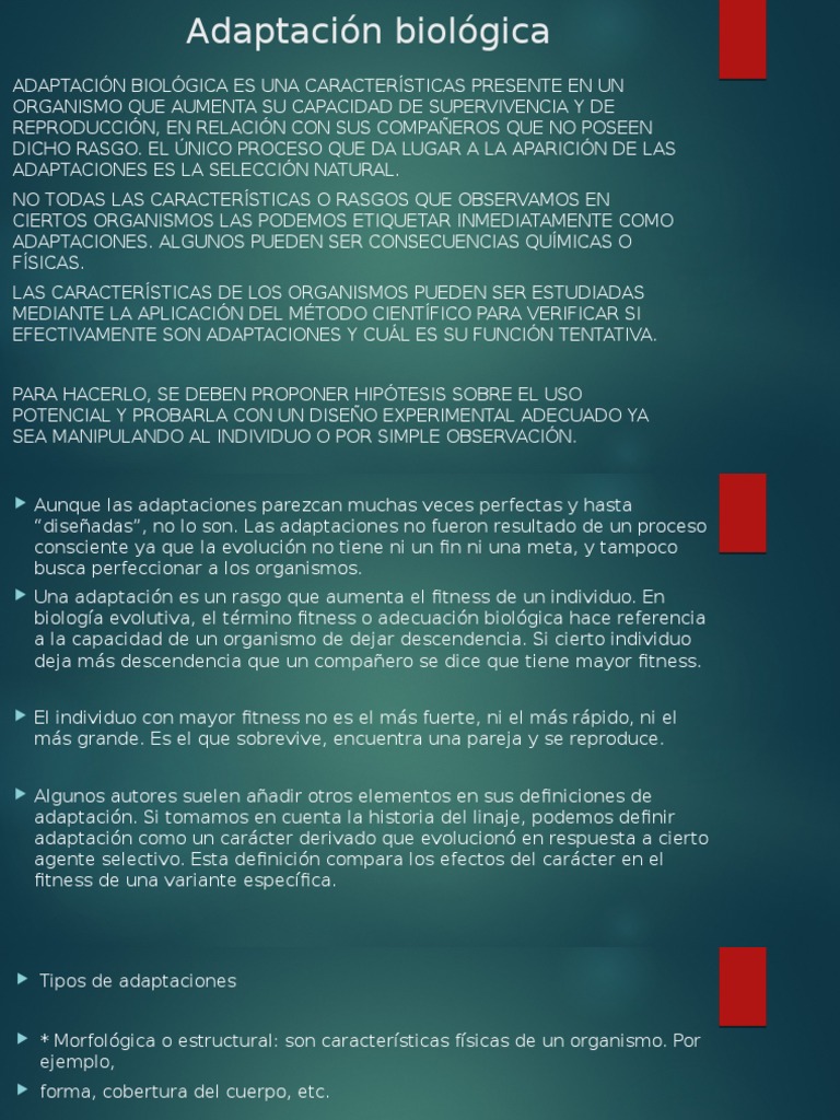 Adaptación Biológica | PDF | Adaptación | Organismos