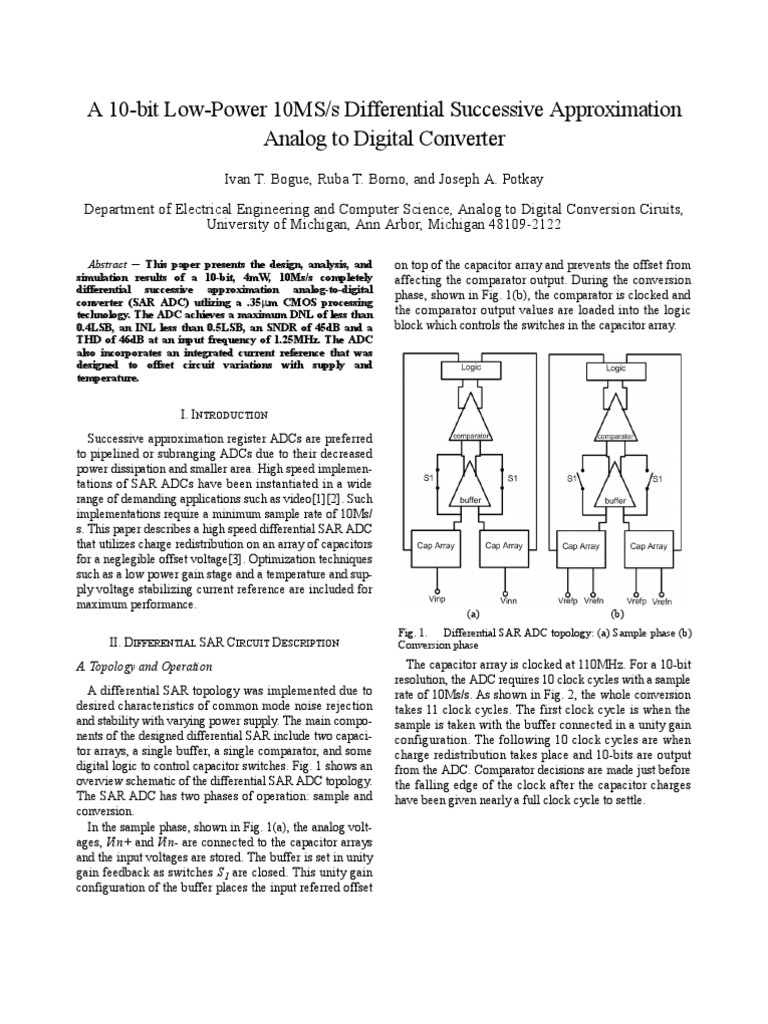 10-bit Low-Power SAR ADC Design | PDF | Analog To Digital Converter ...