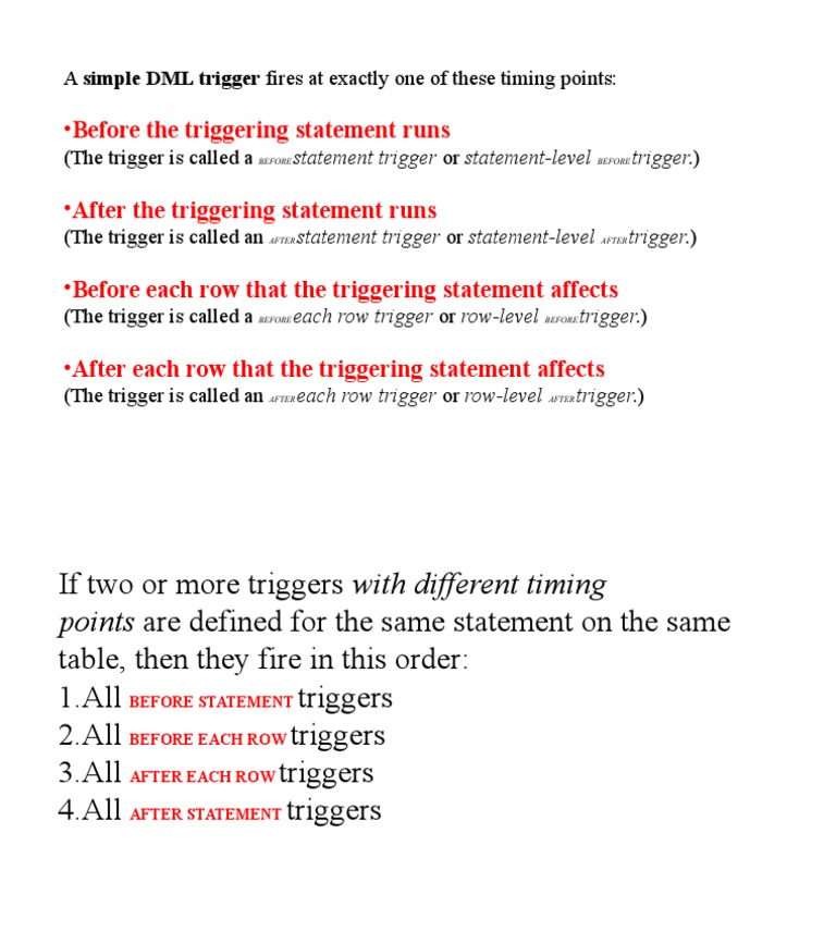Understanding DML Trigger Timing Points | PDF | Technology & Engineering