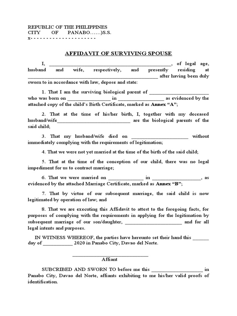 Affidavit of Surviving Spouse PDF