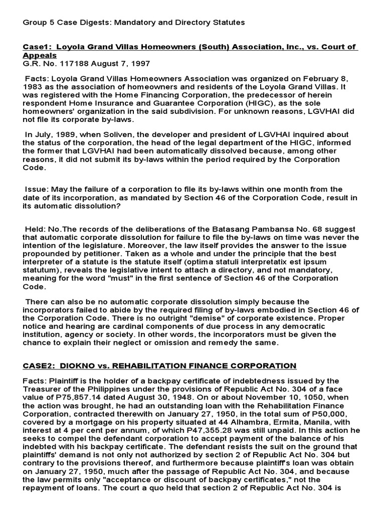 Case1 Loyola Grand Villas Homeowners (South) Association, Inc., vs. Court of Appeals PDF
