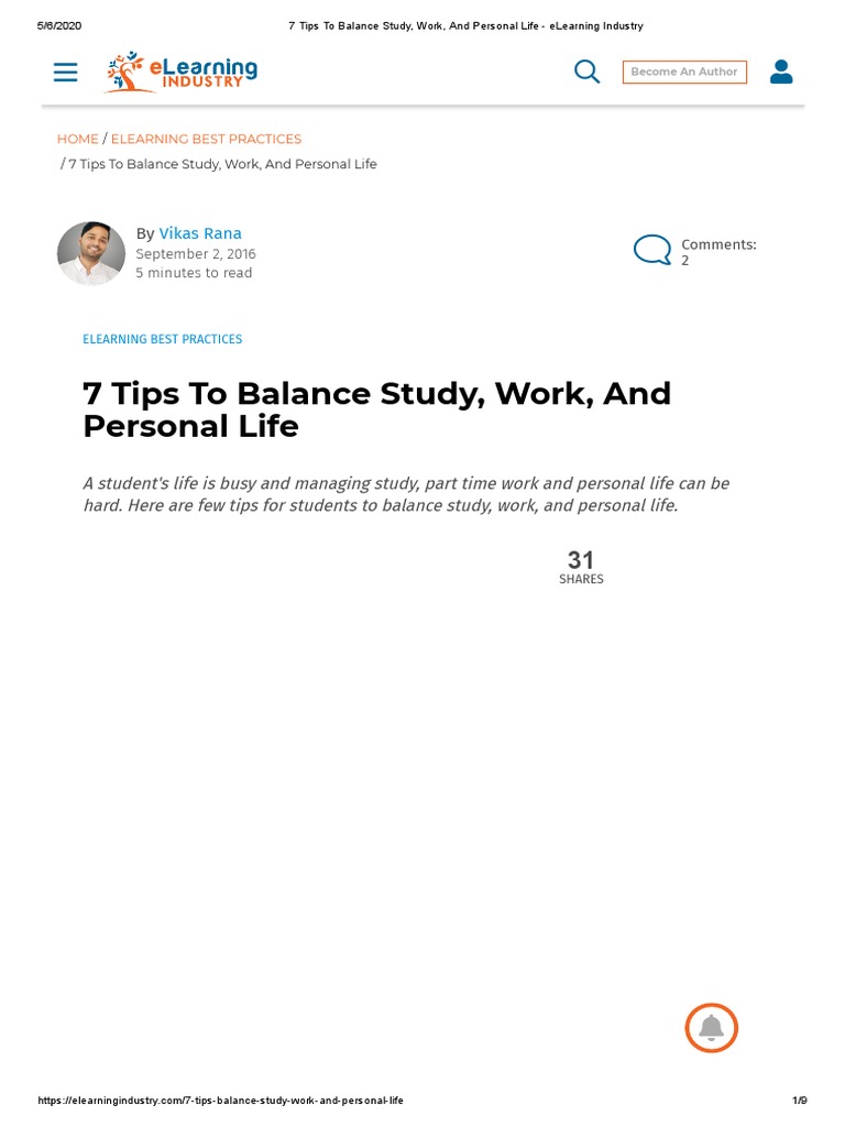 7 Tips To Balance Study, Work, and Personal Life - Elearning Industry ...
