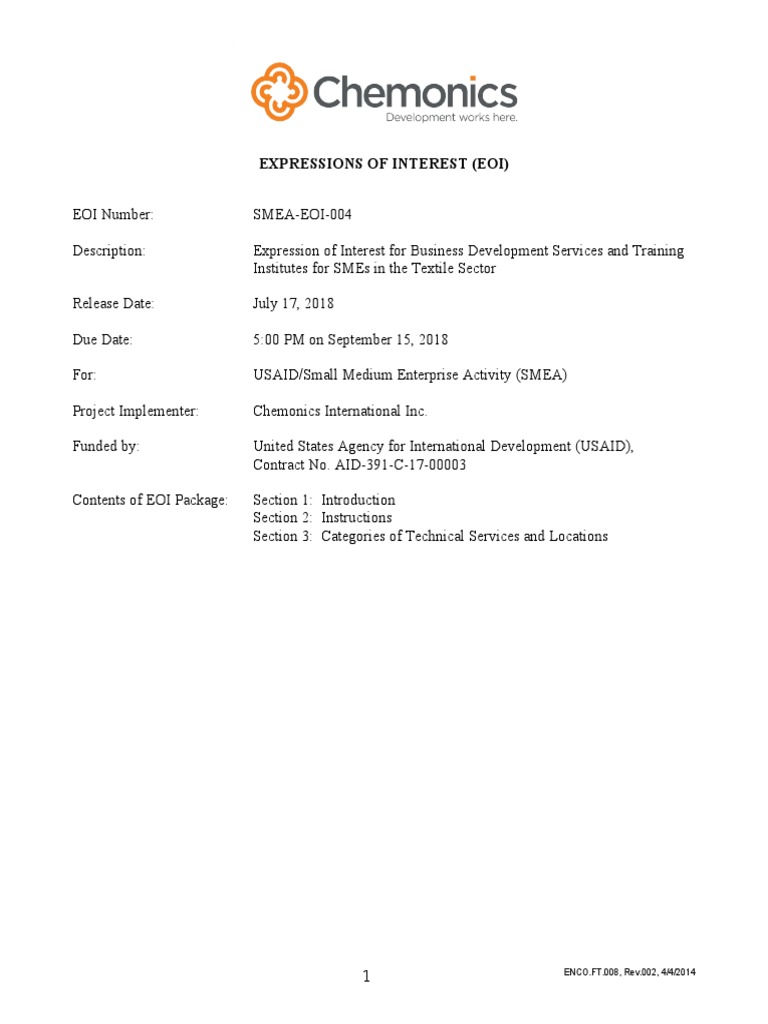 EOI for Textile Sector Business Services | PDF | Small And Medium Sized ...