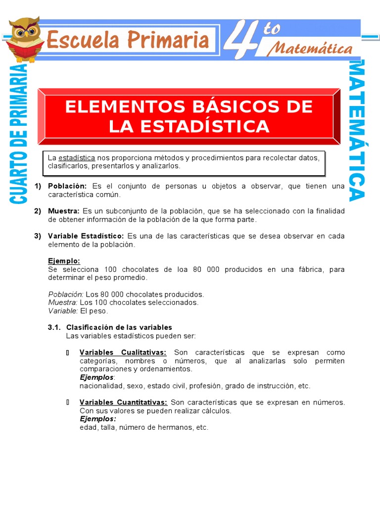 Elementos Básicos de La Estadistica para Cuarto de Primaria | PDF ...