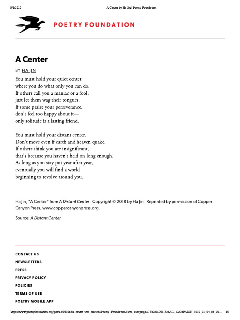 A Center by Ha Jin - Poetry Foundation