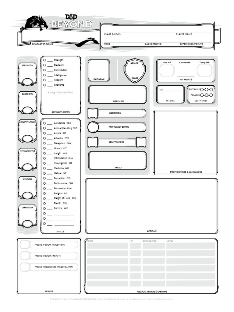 Blank Character Sheet Pdf Dungeons Dragons Gaming