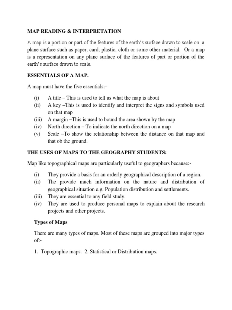 MAP READING and INTERPRETATION | PDF | Map | Topography