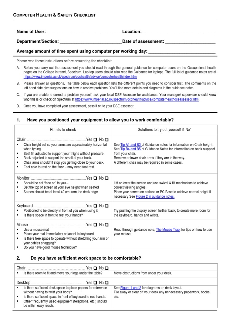 Comp Check List | PDF | Desk | Chair