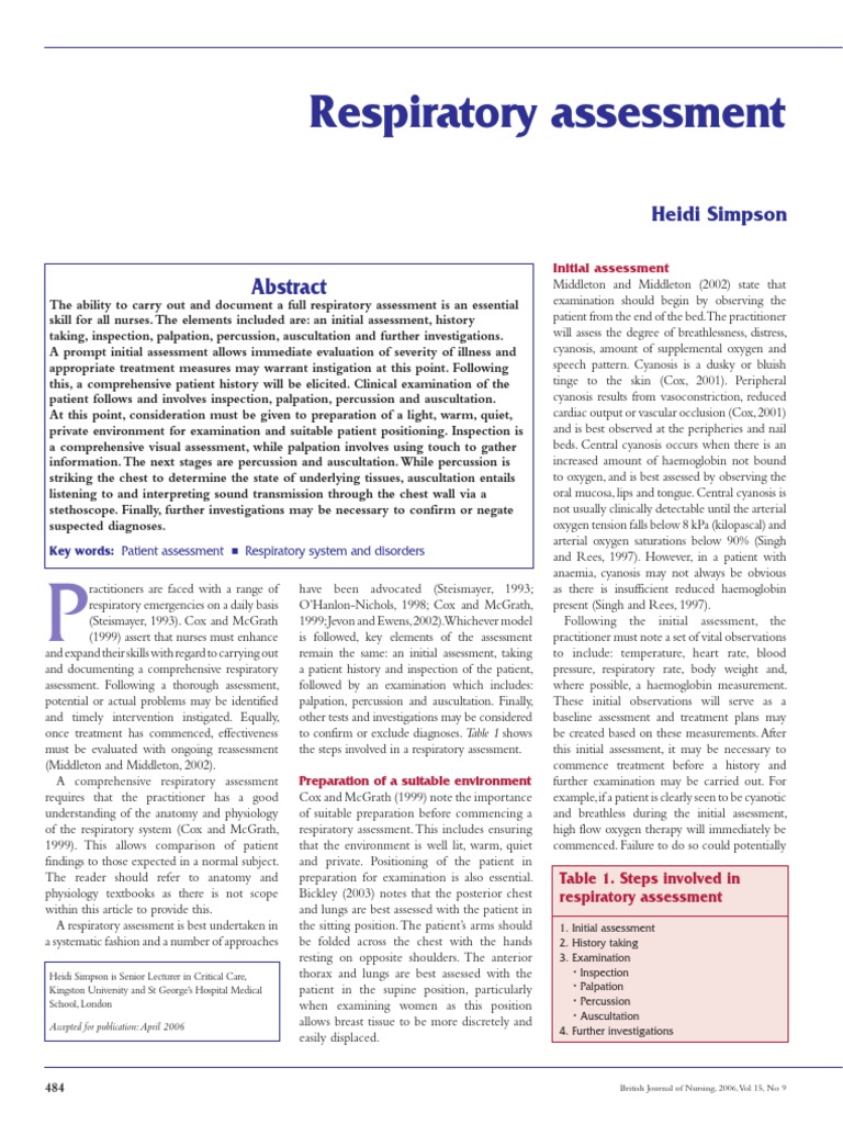 Comprehensive Respiratory Assessment Guide | PDF | Respiratory Tract ...