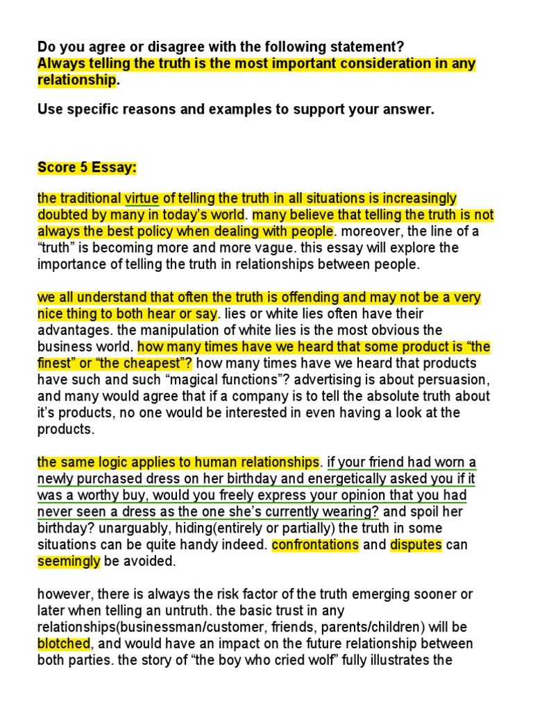 ETS High Level Responses | PDF | Truth | Adolescence