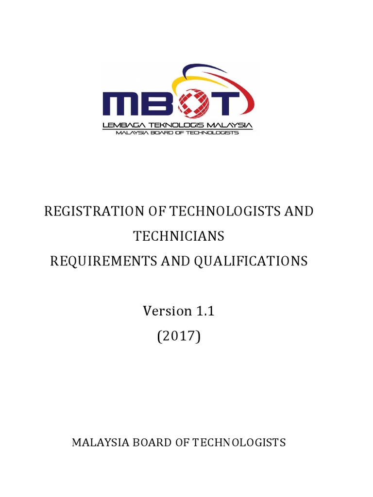 Registration of Technologists and Technicians Requirements and ...