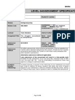 Level 6assessment Specification: The Struggles Encountered by Entrepreneurs