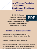Estimation of Various Population Parameters Point Estimation and Confidence Intervals