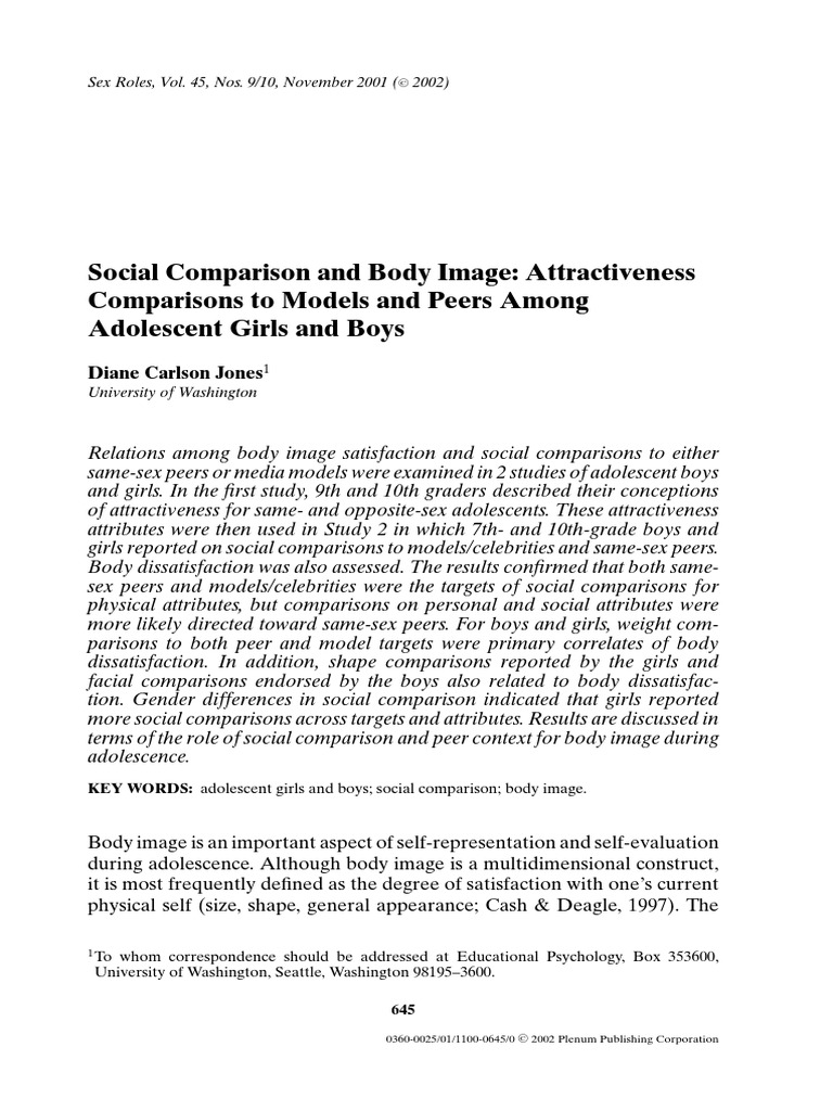 Social Comparison and Body Image in Teens | PDF | Body Image | Adolescence