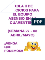 Tabla de Ejercicios para El Equipo Asensio en La Cuarentena (Semana 27 - 03 Abril:mayo)