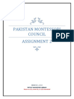 Pakistan Montessori Council Assignment 2: Riffat Manzoor Abbasi