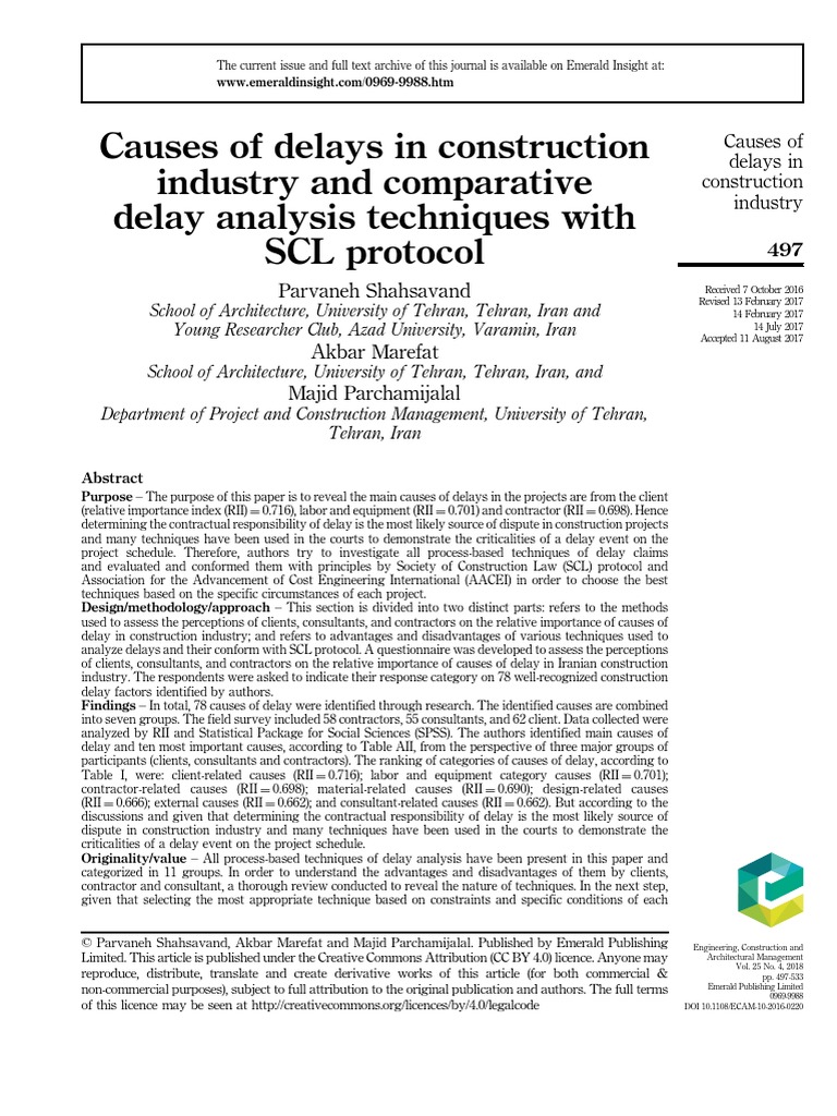 Causes of Delay and Delay Analysis PDF | PDF | Analysis Of Variance ...