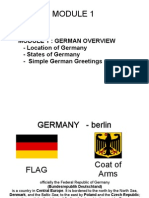 Module 1: German Overview - Location of Germany - States of Germany - Simple German Greetings