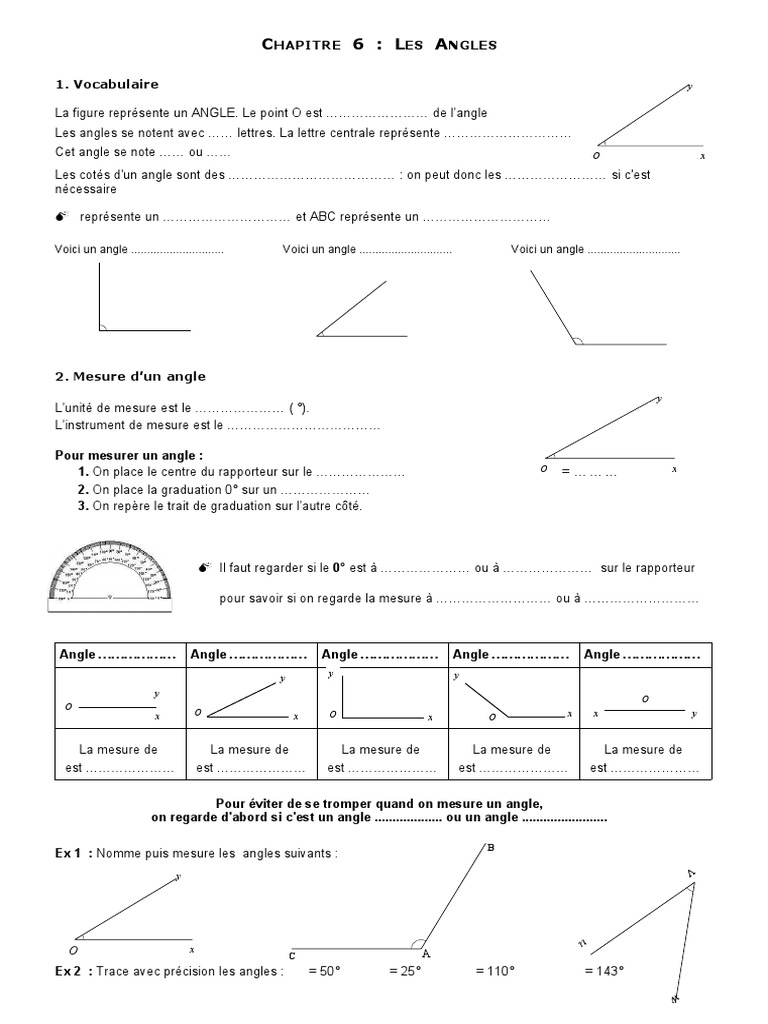 Exercices Corrigés Sur Les Angles 6ème Pdf 6.angle 6eme | PDF | Angle | Triangle