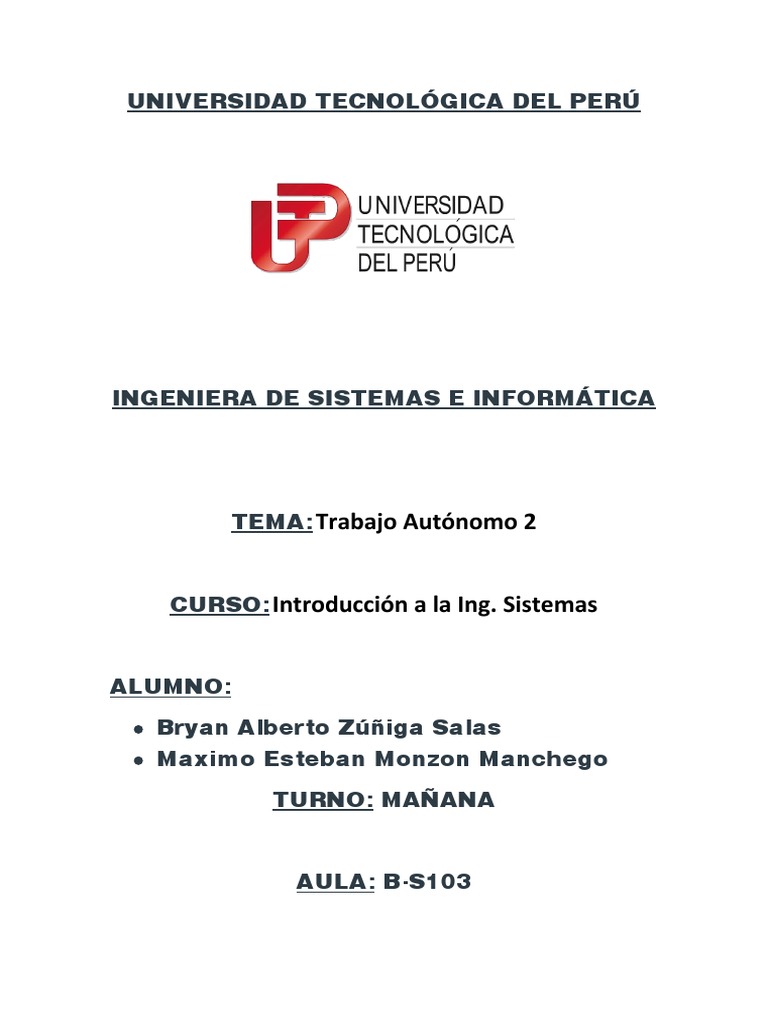 Carátula UTP Ingeniería de Sistemas | PDF