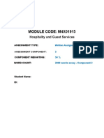 MODULE CODE: M4X01915: Hospitality and Guest Services