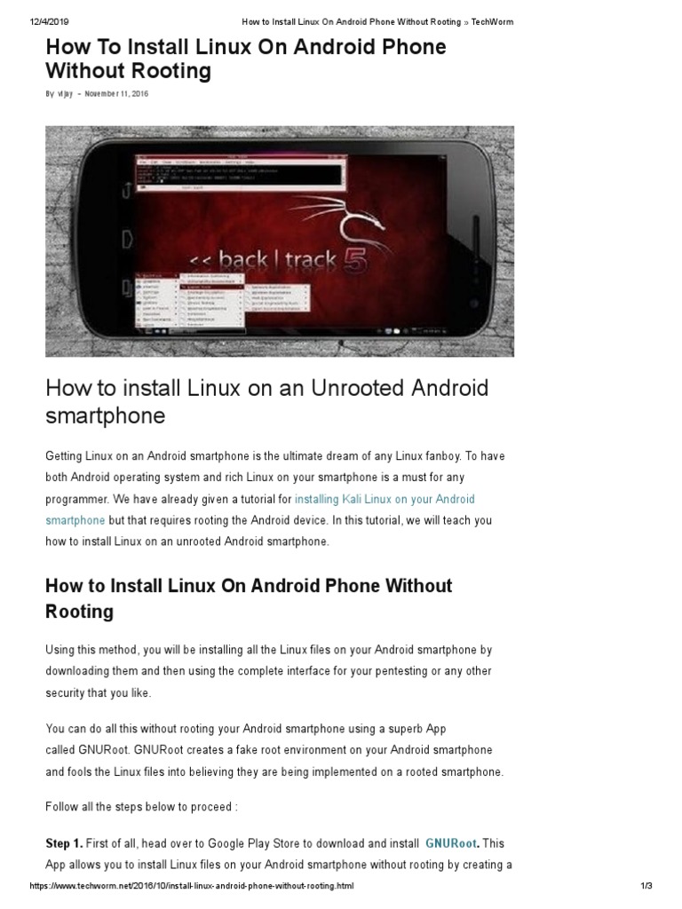 How To Install Linux On Android Phone Without Rooting TechWorm PDF ...